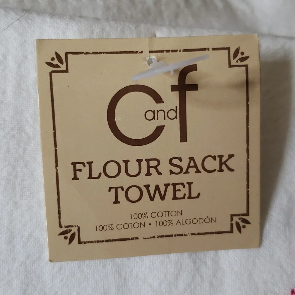 NWT C&F Floral Embroidered Flour Sack Cotton Kitchen Towel